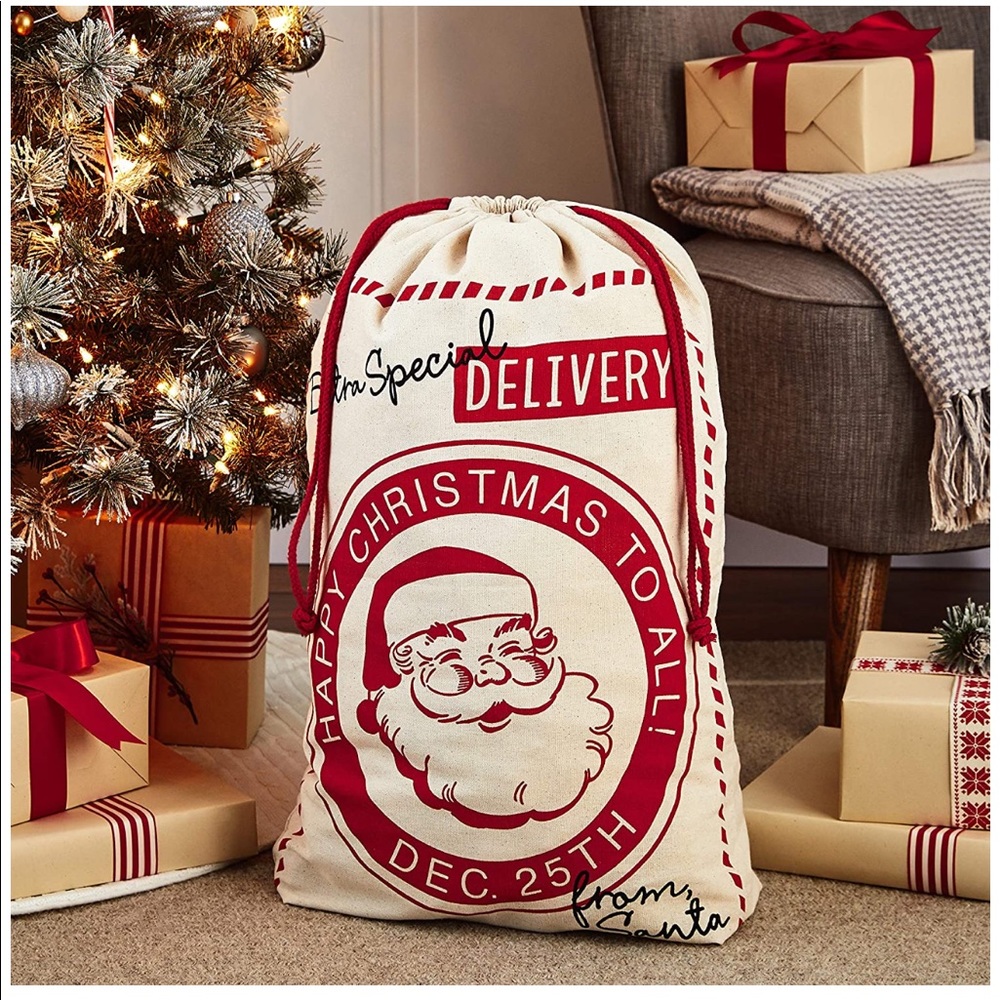 NWT Hallmark Christmas Canvas Drawstring Sack